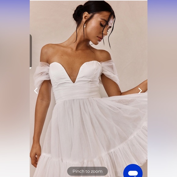 PIXI OFF-SHOULDER LACE-UP BACK MINI DRESS WHITE- from Selfie Leslie, never worn - Picture 4 of 8